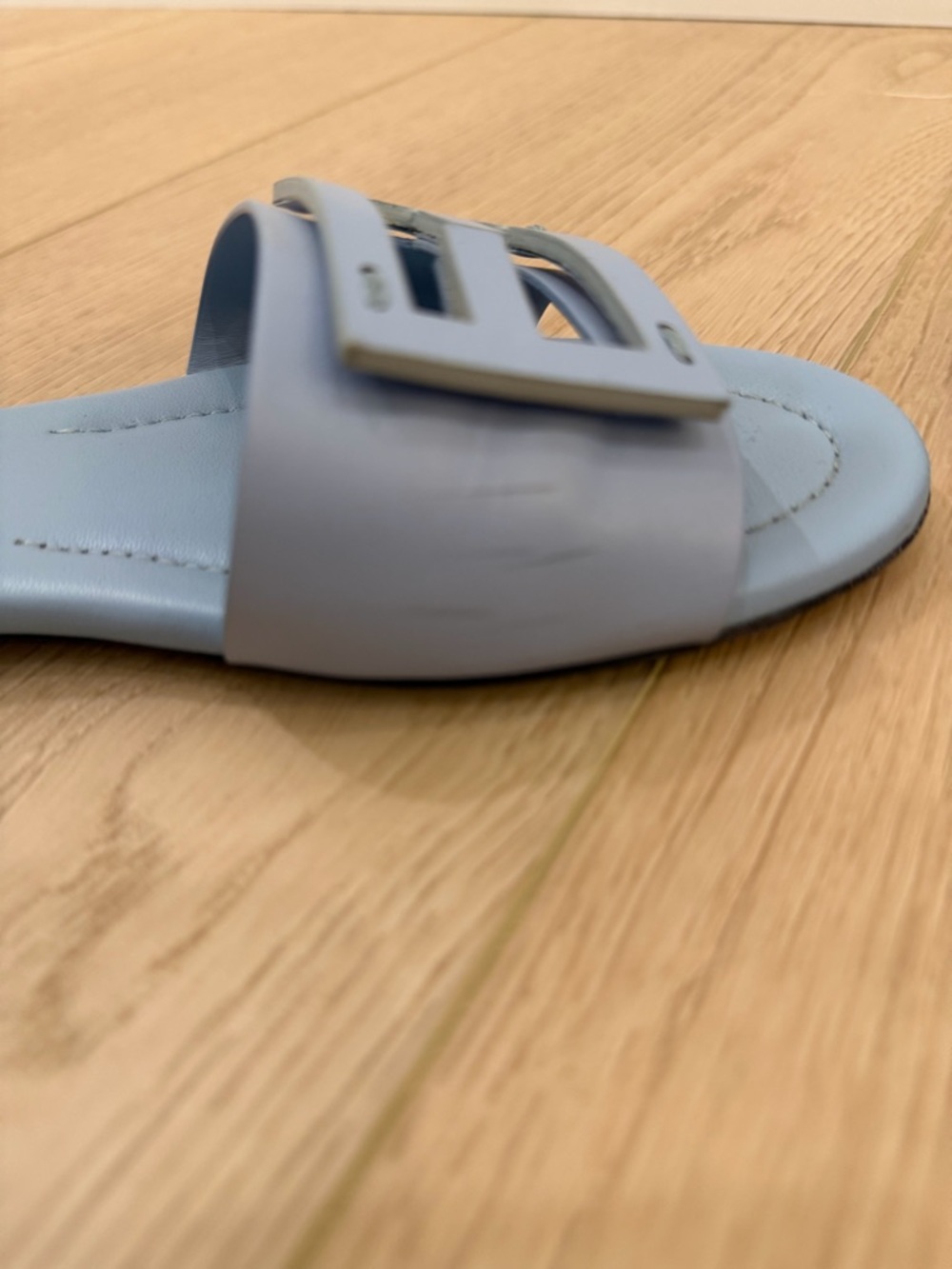 Fendi Light Blue Logo Slide Mules - Picture 3 of 8
